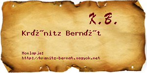 Kránitz Bernát névjegykártya